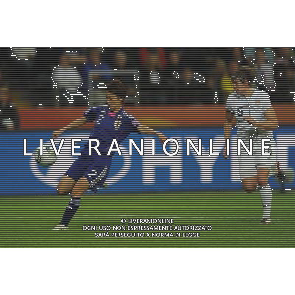 FRANKFURT, July 17, 2011 ()Japan\'s Kinga Yukari (L) shoots during the final match between Japan and the United States at the 2011 FIFA Women\'s World Cup in Frankfurt, Germany, July 17, 2011. (/Xu Liang)