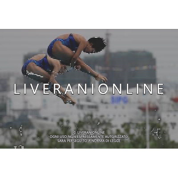 SHANGHAI, July 18, 2011 China\'s Wang Hao/Chen Ruolin (R) compete during the final of the women\'s 10m synchronized platform diving event at the 14th FINA World Championships in Shanghai, east China, July 18, 2011. Wang Hao/Chen Ruolin claimed the title with 362.58 points. (/Chen Fei) (lm)