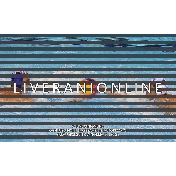 SHANGHAI, July 18, 2011 Marcelo Franco of Brazil (R) vies for the ball with Frano Karac of Croatia in the preliminary round of the men\'s water polo event between Brazil and Croatia at the 14th FINA World Championships in Shanghai, east China, July 18, 2011. Croatia beat Brazil with 14 5. (/Liu Ying) (sqq)