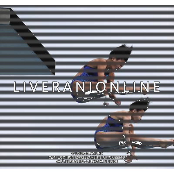 SHANGHAI, July 18, 2011 Wang Hao (bottom) /Chen Ruolin of China compete in the final of the women\'s 10m synchronized platform diving event at the 14th FINA World Championships in Shanghai, east China, July 18, 2011. Wang Hao/Chen Ruolin of China claimed the title with 362.58 points. (/Guo Yong)(zgp)