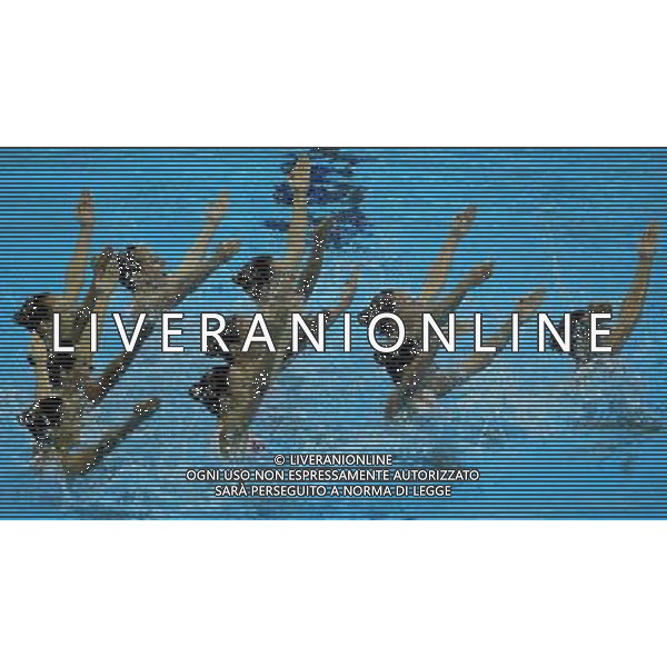 (110719) -- SHANGHAI, July 19, 2011 () -- Italy\'s team compete in the preliminary of the free combination of synchronized swimming event at the 14th FINA World Championships in Shanghai, east China, July 19, 2011. The Italian team ranked the 6th with 90.650 points. (/Li Ming) (zgp)