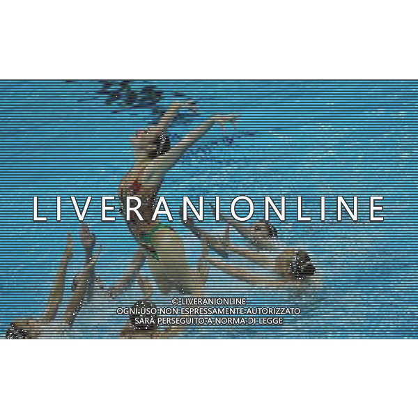 (110719) -- SHANGHAI, July 19, 2011 () -- Ukraine\'s team compete in the preliminary of the free combination of synchronized swimming event at the 14th FINA World Championships in Shanghai, east China, July 19, 2011. The Ukrainian team ranked fifth with 92.410 points. (/Li Ming) (zgp)