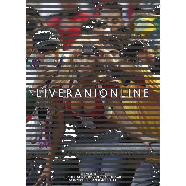 LA PLATA, July 18, 2011 ()Paraguayan Patricia Orue (C) supports her national team before the match against Brazil at the quarterfinals of Copa America 2011, in La Plata, Argentina. July 17, 2011. (/Claudio Cruz) (py)