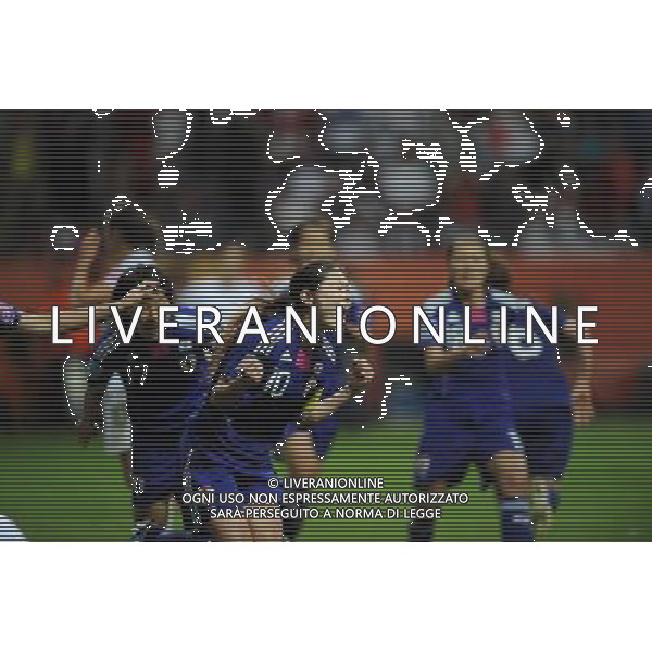 FRANKFURT, July 17, 2011 ()Homare Sawa of Japan (No. 10) celebrates her goal during the final match between Japan and the United States at the 2011 FIFA Women\'s World Cup in Frankfurt, Germany, July 17, 2011. (/Li Jundong)