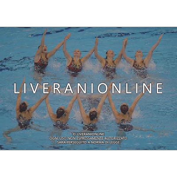 (110721) -- SHANGHAI, July 21, 2011 () -- Swimmers of Russia compete in the synchronized swimming free combination final at the 14th FINA World Championships in Shanghai, east China, July 21, 2011. The Russian team claimed the title with 98.470 points. (/Yang Zongyou) (zgp)