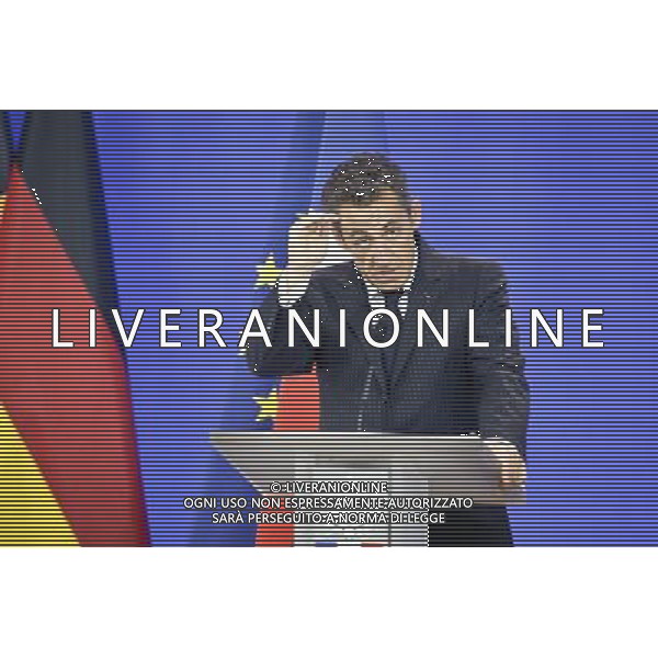 France\'s President Nicolas Sarkozy speaks during a news conference at the European Council building at the end of an euro zone leaders crisis summit in Brussels, Belgium on 2011-07-21 by Wiktor Dabkowski