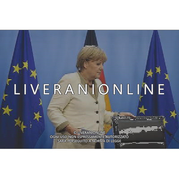 Germany\'s Chancellor Angela Merkel during a news conference at the European Council building at the end of an euro zone leaders crisis summit in Brussels, Belgium on 2011-07-21 by Wiktor Dabkowski