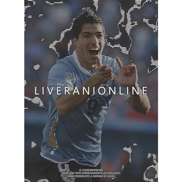 (110724) -- BUENOS AIRES, July 24, 2011 () -- Uruguay\'s Luis Suarez celebrates his goal during the final match of Copa America between Uruguay and Paraguay in Buenos Aires, Argentina, on July 24, 2011. (/Martin Zabala)