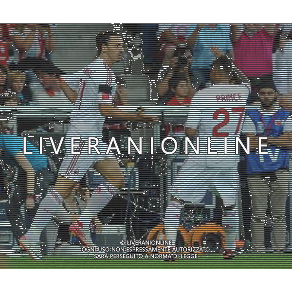 Audi Cup 2011 Bayern Monaco-Barcellona-International Porto Alegre-Milan Monaco Di Baviera (Germania) - 26.07.2011 Bayern Monaco-Milan Nella Foto:ibrahimovic esulta con boateng /Ph.Vitez-Ag. Aldo Liverani