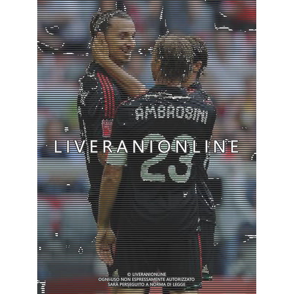 Audi Cup 2011 Bayern Monaco-Barcellona-International Porto Alegre-Milan Monaco Di Baviera (Germania) - 27.07.2011 International Porto Alegre-Milan Nella Foto:ibrahimovic esulta /Ph.Vitez-Ag. Aldo Liverani