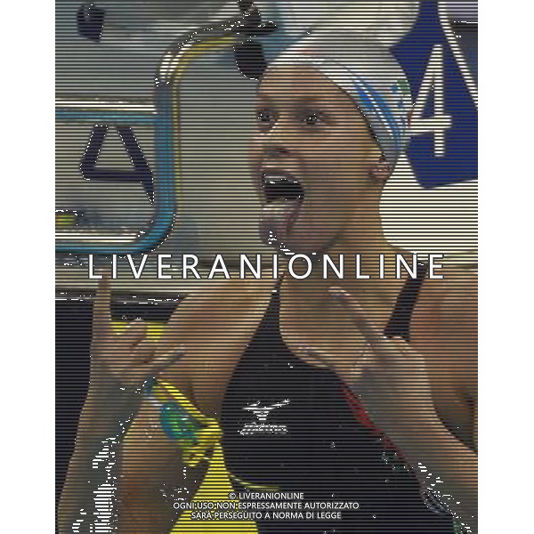 (110727) -- SHANGHAI, July 27, 2011 () -- Federica Pellegrini of Italy celebrates after the final of women\'s 200m freestyle swimming event at the 14th FINA World Championships in Shanghai, east China, July 27, 2011. Federica Pellegrini claimed the title with 1:55.58. (/Pei Xin) (zgp)