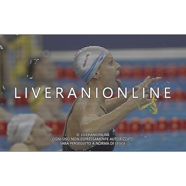 (110727) -- SHANGHAI, July 27, 2011 () -- Federica Pellegrini of Italy celebrates after the final of women\'s 200m freestyle swimming event at the 14th FINA World Championships in Shanghai, east China, July 27, 2011. Federica Pellegrini claimed the title with 1:55.58. (/Fei Maohua) (zgp)
