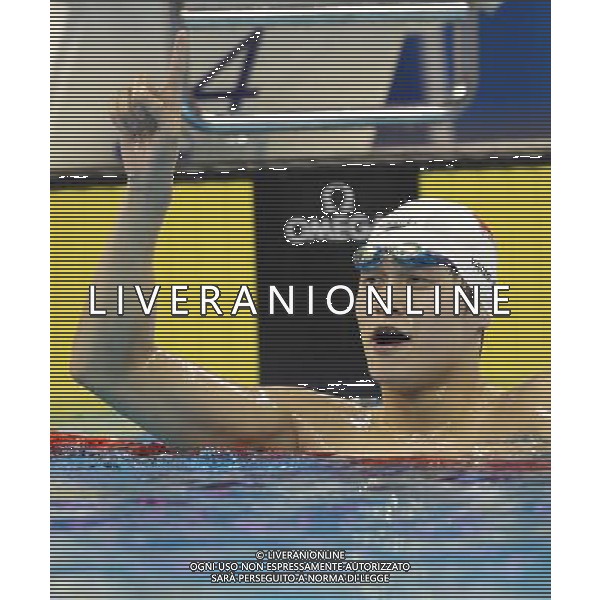 (110727) -- SHANGHAI, July 27, 2011 () -- Sun Yang of China celebrates after the final of men\'s 800m freestyle swimming event at the 14th FINA World Championships in Shanghai, east China, July 27, 2011. Sun Yang claimed the title with 7:38.57. (/Fan Jun) (zgp)