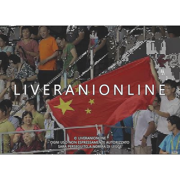 (110727) -- SHANGHAI, July 27, 2011 () -- Supporters cheer for Chinese team in the semifinal of women\'s water polo event between China and Russia at the 14th FINA World Championships in Shanghai, east China, July 27, 2011. China won the match 13-12.(/Liu Ying) (sqq)