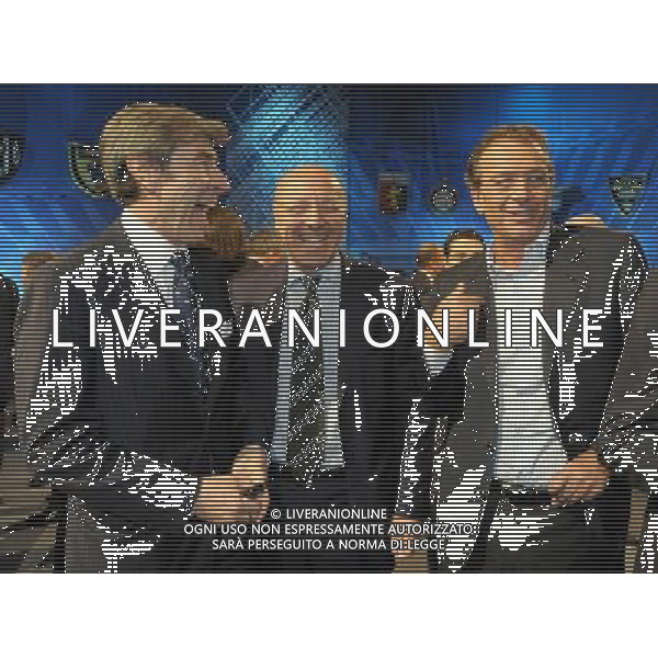 MILANO 27/7/2011 STUDI TELEVISIVI DI SPORT ITALIA VIA FELTRE PERESENTAZIONE DEL CALENDARIO DELLA SERIE A TIM 2011/2012 NELLA FOTO ARIEDO BRAIDA , GIUSEPPE MAROTTA E MASSIMO CELLINO FOTO ROMANO/AG ALDO LIVERANI