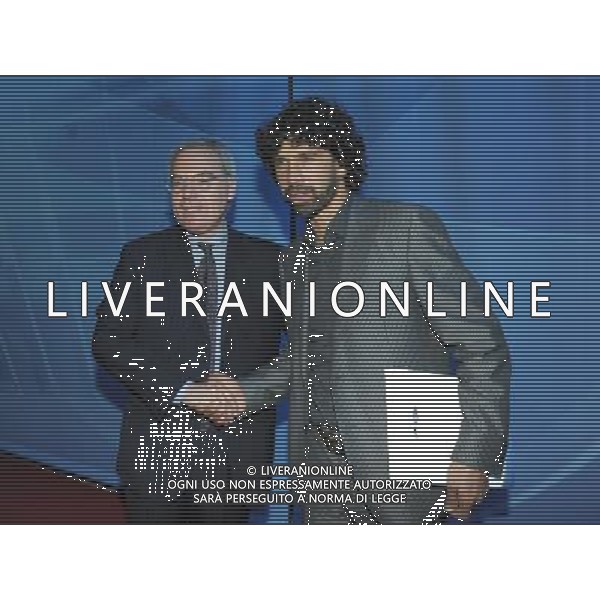 MILANO 27/7/2011 STUDI TELEVISIVI DI SPORT ITALIA VIA FELTRE PERESENTAZIONE DEL CALENDARIO DELLA SERIE A TIM 2011/2012 NELLA FOTO MAURIZIO BERETTA E DAMIANO TOMMASI FOTO ROMANO/AG ALDO LIVERANI