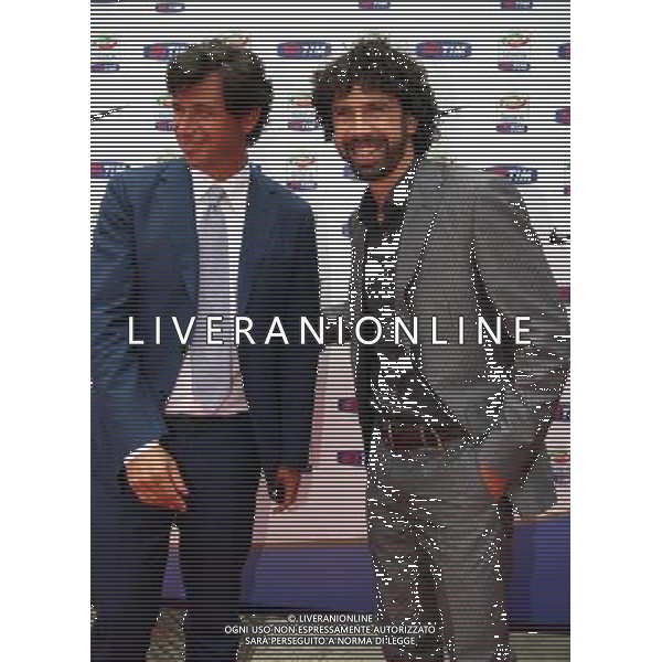 MILANO 27/7/2011 STUDI TELEVISIVI DI SPORT ITALIA VIA FELTRE PRESENTAZIONE DEL CALENDARIO DELLA SERIE A TIM 2011/2012 NELLA FOTO DEMETRIO ALBERTINI DAMIANO TOMMASI FOTO FIOCHI/AG ALDO LIVERANI