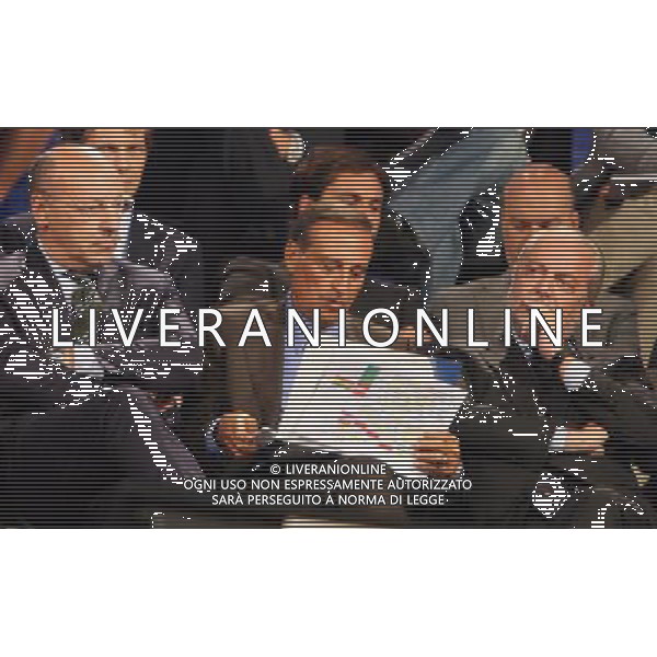 MILANO 27/7/2011 STUDI TELEVISIVI DI SPORT ITALIA VIA FELTRE PRESENTAZIONE DEL CALENDARIO DELLA SERIE A TIM 2011/2012 NELLA FOTO GIUSEPPE MAROTTA ERNESTO PAOLILLO AURELIO DE LAURENTIIS FOTO FIOCHI/AG ALDO LIVERANI