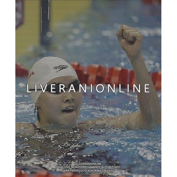 (110728) -- SHANGHAI, July 28, 2011 () -- Jiao Liuyang of China celebrates after the final of women\'s 200m butterfly swimming event at the 14th FINA World Championships in Shanghai, east China, July 28, 2011. Jiao Liuyang of China claimed the title with 2:05.55. (/Fei Maohua) (zgp)
