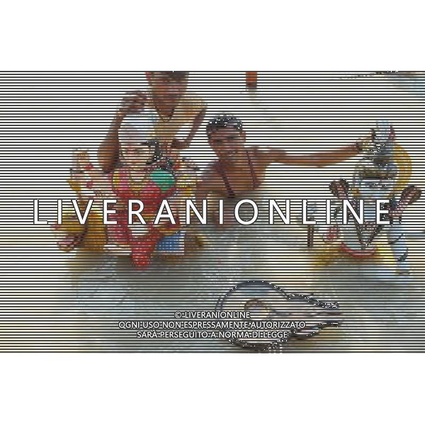 (110728) -- NEW DELHI, July 28, 2011 () -- Devotees of Hinduism bathe in the River Ganges in Haridwar, Uttaranchal State of India, on July 27, 2011. Hindu pilgrims, also known as \'Kanwarias\', arrive barefoot from across the country and converge on the banks of the River Ganges annually to collect holy water (kanwar) from the River Ganges in Haridwar, Gangotri or Gaumukh in the northern Indian state of Uttaranchal, then pour the holy water in their hometown temples. This journey, completed on foot, is supposed to fulfil their wishes and endear them to Lord Shiva, the Hindu God of Destruction. All along the route to Haridwar, voluntary organizations put up food and medical stalls to cater to the pilgrims. (/Li Yigang) (lb)