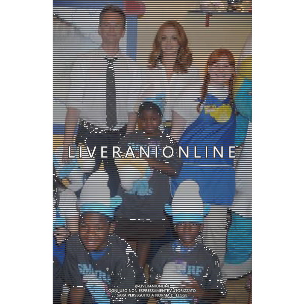 Neil Patrick Harris, Jayma Mays and Veronique Culliford visit the Build-A-Bear Workshop on July 27, 2011 in New York City.
