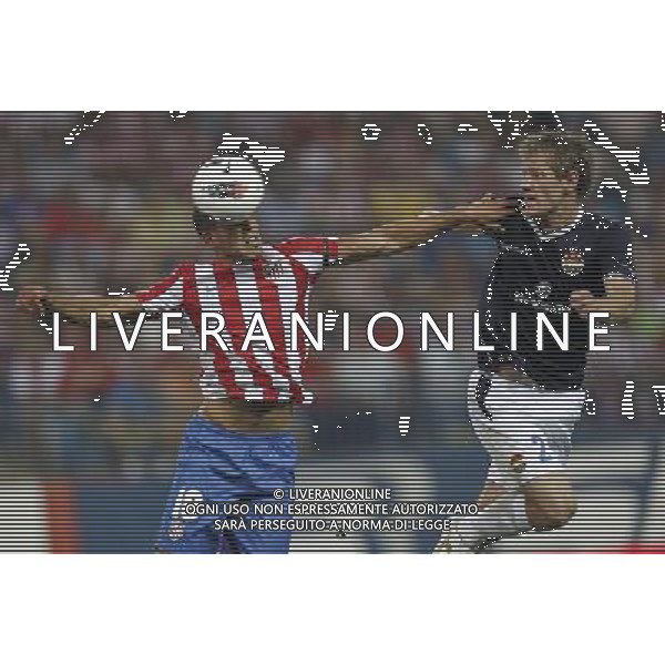 Madrid 28/07/2011.- Europa League preliminary round Atletico de Madrid vs Stromsgodset. Dominguez and Andersen. Photo: Cesar Cebolla / ALFAQUI