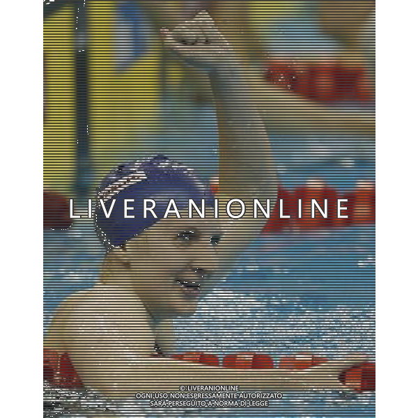 (110730) -- SHANGHAI, July 30, 2011 () -- Rebecca Adlington of Britain celebrates after the final of women8ÿs 800m freestyle swimming event at the 14th FINA World Championships in Shanghai, east China, July 30, 2011. Rebecca Adlington of Britain claimed the title with 8:17.51. (/Fei Maohua)