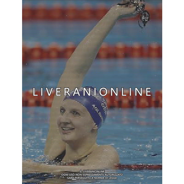 (110730) -- SHANGHAI, July 30, 2011 () -- Rebecca Adlington of Britain celebrates after the final of women8ÿs 800m freestyle swimming event at the 14th FINA World Championships in Shanghai, east China, July 30, 2011. Rebecca Adlington of Britain claimed the title with 8:17.51. (/Fei Maohua) (zgp)