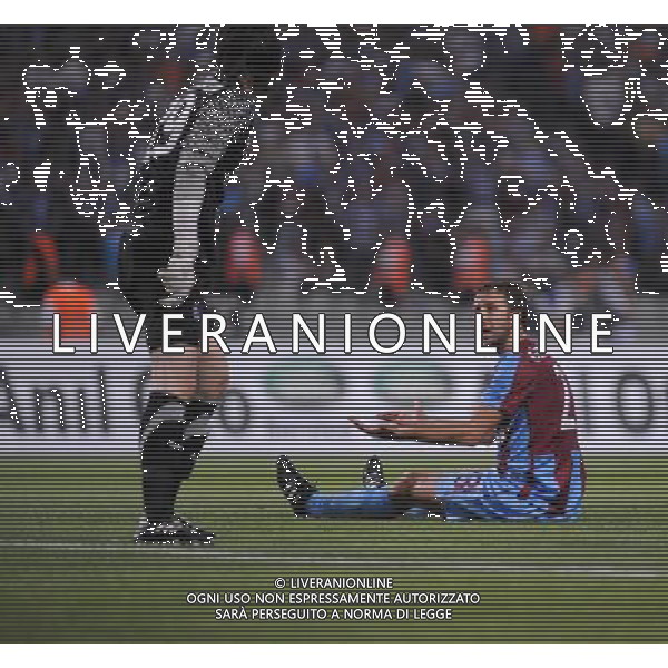 UEFA Champions League third qualifying round second leg soccer match between Trabzonspor and Benfica at Olympic Stadium in Istanbul, Turkey on 03 August 2011 Pictured. Goalkeeper Tolga Zengin and Giray Kacar of Trabzonspor.