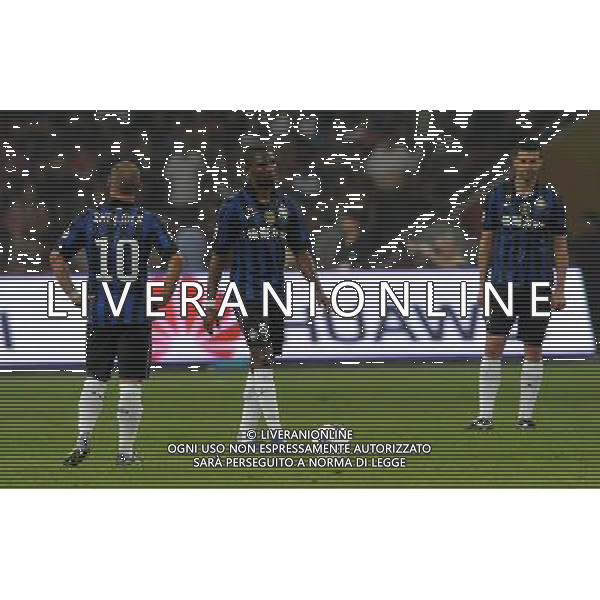 Supercoppa TIM Cup 2011 Milan-Inter Pechino (Cina) - 06.08.2011 Milan-Inter Nella Foto:delusione sneijder eto\'o e thiago motta /Ph.Vitez-Ag. Aldo Liverani