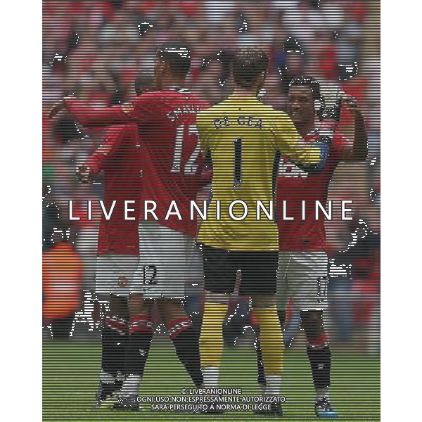 ©Marcello Pozzetti ©IPS/Marcello Pozzetti ©IPS/MAXPPP - 07/08/2011 ; LONDON ; UK - David de Gea of Manchester Utd celebrates winner during Manchester City vs Manchester Utd at the The FA Community Shield 2011 at the Wembley Stadium in London on 07/08/2011. Picture By Marcello Pozzetti ©IPS Photo Agency:21 Delisle Road London SE28 0JD - Personal mobile: 07973 308 835 .. ******************* UK OUT *******************