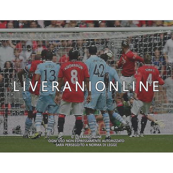 ©Marcello Pozzetti ©IPS/Marcello Pozzetti ©IPS/MAXPPP - 07/08/2011 ; LONDON ; UK - Chris Smalling of Manchester Utd scores equaliser and celebrates during Manchester City vs Manchester Utd at the The FA Community Shield 2011 at the Wembley Stadium in London on 07/08/2011. Picture By Marcello Pozzetti ©IPS Photo Agency:21 Delisle Road London SE28 0JD - Personal mobile: 07973 308 835 .. ******************* UK OUT *******************