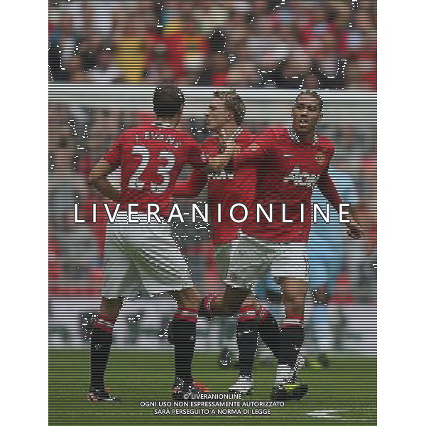 ©Marcello Pozzetti ©IPS/Marcello Pozzetti ©IPS/MAXPPP - 07/08/2011 ; LONDON ; UK - Chris Smalling of Manchester Utd scores equaliser and celebrates during Manchester City vs Manchester Utd at the The FA Community Shield 2011 at the Wembley Stadium in London on 07/08/2011. Picture By Marcello Pozzetti ©IPS Photo Agency:21 Delisle Road London SE28 0JD - Personal mobile: 07973 308 835 .. ******************* UK OUT *******************