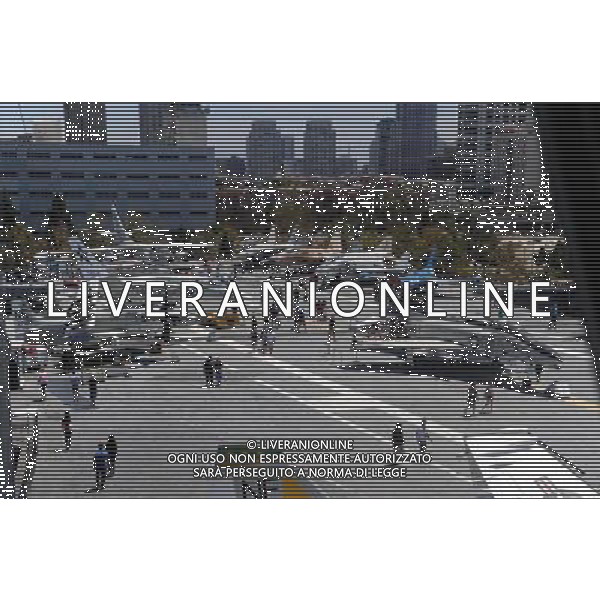 (110809) SAN DIEGO, Aug. 9, 2011 () Photo taken on Aug. 7, 2011 shows a general view of board seen from the flight control center of USS Midway in San Diego, California. USS Midway (CVB/CVA/CV 41) was an aircraft carrier of the United States Navy, the lead ship of her class, and the first to be commissioned after the end of World War II. Active in the Vietnam War and in Operation Desert Storm, she is currently a museum ship at the San Diego Aircraft Carrier Museum, in San Diego, California. (/Yang Lei) (wf)