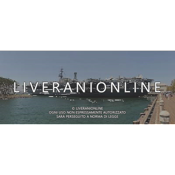 (110809) SAN DIEGO, Aug. 9, 2011 () The photo taken on Aug. 7, 2011 shows the USS Midway berthing at a port in San Diego Bay, California. USS Midway (CVB/CVA/CV 41) was an aircraft carrier of the United States Navy, the lead ship of her class, and the first to be commissioned after the end of World War II. Active in the Vietnam War and in Operation Desert Storm, she is currently a museum ship at the San Diego Aircraft Carrier Museum, in San Diego, California. (/Yang Lei) (wf)