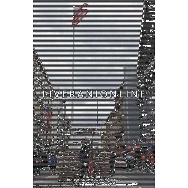 (110810) -- BERLIN, August 10, 2011 () -- Pictures shows Chekpoint Charlie, a former checkpoint to cross Berlin Wall in Berlin, capital of Germany on August 8, 2011. Berlin is marking the 50th anniversary of the Berlin Wall, which started building on August 13, 1961. (/Ma Ning)