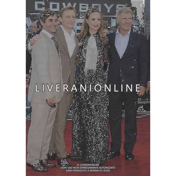 Daniel Craig,Olivia Wilde, Jon Favreau and Harrison Ford arrive at the UK premiere of \'Cowboys And Aliens\' at the O2 Arena, North Greenwich, London 11 August 2011. Picture by Can Nguyen/LFI