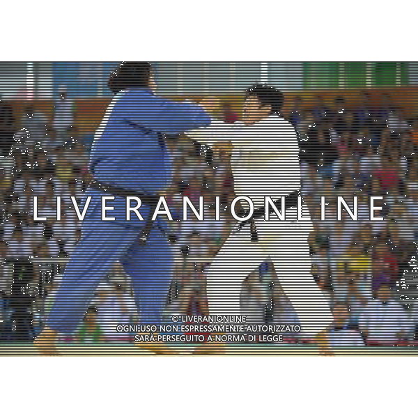 (110813) -- SHENZHEN, Aug. 13, 2011 () -- China\'s Qin Qian (R) fights with South Korea\'s Kim Na Young during their women\'s Judo +78 KG final match at the 26th Summer Universiade in Shenzhen, a city of south China\'s Guangdong Province, Aug. 13, 2011. Qin defeated Kim and got the first gold medal of Chinese delegation. (/Liu Dawei)(bxf)