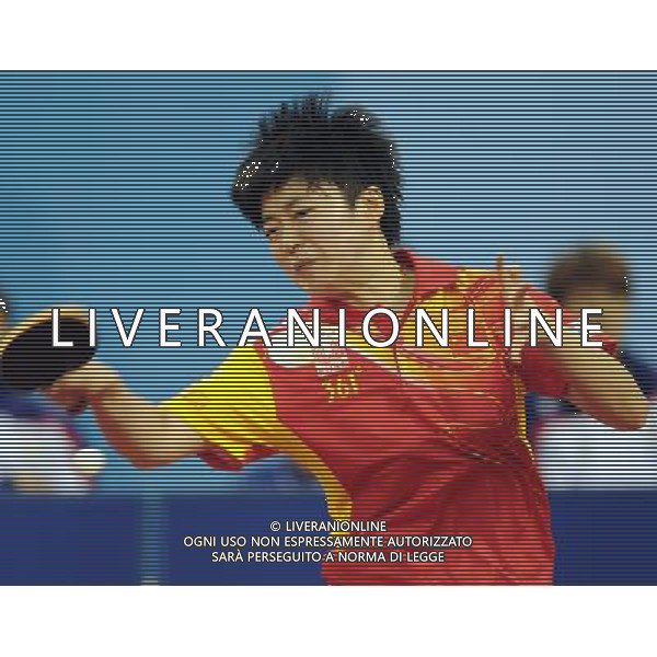 (110813) -- SHENZHEN, Aug. 13, 2011 () -- China\'s Rao Jingwen competes during the group A roundrobin of women\'s team table tennis against Cheng Iching of Chinese Taipei at the 26th Summer Universiade in Shenzhen, a city of south China\'s Guangdong Province, Aug. 13, 2011. Rao won 3-1 and China won 3-0. (/Yang Shiyao)(lm)
