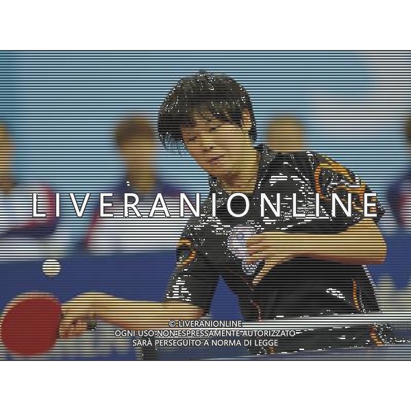 (110813) -- SHENZHEN, Aug. 13, 2011 () -- Chen Szuyu of Chinese Taipei competes during the group A roundrobin of women\'s team table tennis against China\'s Fan Ying at the 26th Summer Universiade in Shenzhen, a city of south China\'s Guangdong Province, Aug. 13, 2011. Chen Szuyu lost 0-3 and Chinese Taipei lost 0-3. (/Yang Shiyao)(lm)