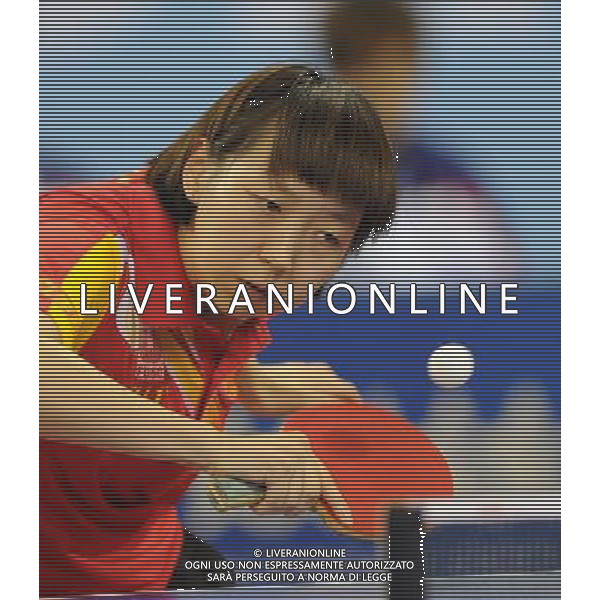 (110813) -- SHENZHEN, Aug. 13, 2011 () -- China\'s Fan Ying competes during the group A roundrobin of women\'s team table tennis against Chen Szuyu of Chinese Taipei at the 26th Summer Universiade in Shenzhen, a city of south China\'s Guangdong Province, Aug. 13, 2011. Fan won 3-0 and China won 3-0. (/Yang Shiyao)(lm)