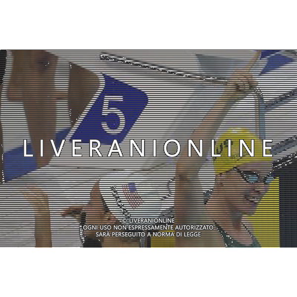 SHENZHEN, Aug. 14, 2011 Marieke Guehrer (R) of Australia celebrates after the final of the women\'s 4x100m freestyle relay at the 26th Summer Universiade in Shenzhen, a city of south China\'s Guangdong Province, Aug. 14, 2011. Australia claimed the title with 3:40.03 and set a new games record. (/Liang Xu) (wll)