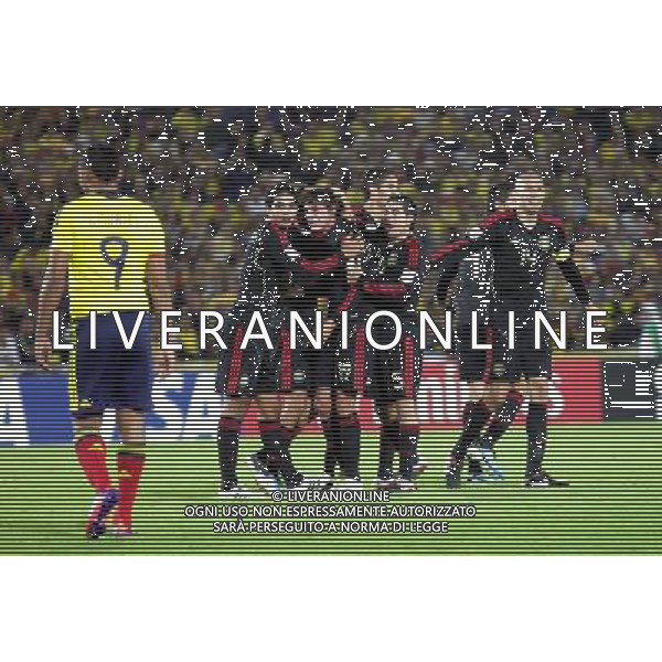 (110814) -- CARTAGENA, Aug. 14, 2011 () -- Mexico\'s soccer players celebrate after winning the quarterfinals against Columbia at the U-20 World Championship in Cartagena, Colombia, on Aug. 13, 2011. (/Str) (rc)