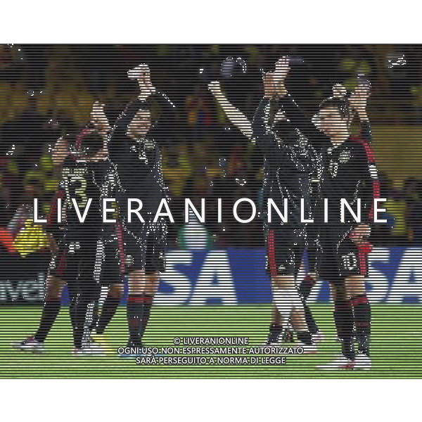 (110814) -- CARTAGENA, Aug. 14, 2011 () -- Mexico\'s soccer players celebrate after winning the quarterfinals against Columbia at the U-20 World Championship in Cartagena, Colombia, on Aug. 13, 2011. (/Str) (rc)