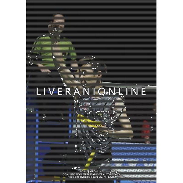 (110813) -- LONDON, Aug. 13, 2011 () -- Malaysia\'s Lee Chong Wei celebrates after his semifinal of men\'s singles against China\'s Chen Jin in 2011 Badminton World Championships at Wembley Arena, London, Britain, Aug. 13, 2011. Lee won 2-0. (/Zeng Yi)(wll)