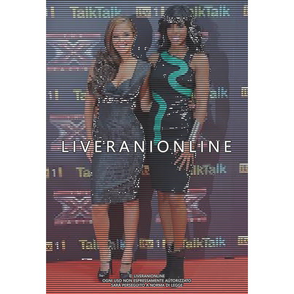 Picture Shows: Tulisa Contostavlos and Kelly Rowland arriving for the X-Factor Press Launch at the O2 Arena, Greenwich Peninsula, London, on Wednesday August 17, 2011. .