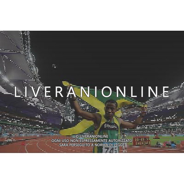 (110817) -- SHENZHEN, Aug. 17, 2011 () -- Jacques Harvey of Jamaica celebrates after the final of the men\'s 100m of athletics at the 26th Summer Universiade in Shenzhen, a city of south China\'s Guangdong Province Aug. 17, 2011. Jacques Harvey claimed the title with 10.14 seconds. (/Li Ming)(wll)