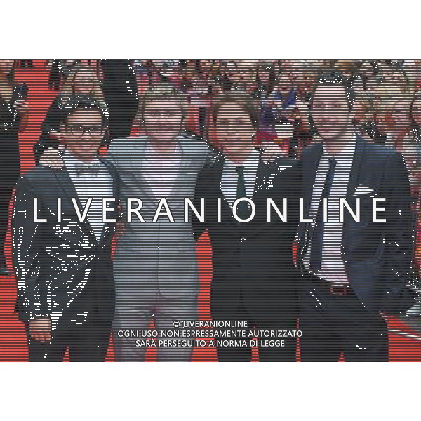 Simon Bird, James Buckley, Joe Thomas and Blake Harrison attending The World Premiere of The Inbetweeners The Movie, Vue Leicester Square, London. 16th August 2011