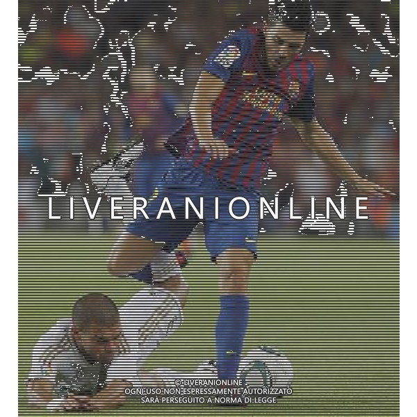 FC Barcelona\'s David Villa (r) and Real Madrid\'s Pepe during Spanish Supercup 2nd match.August 17,2011. Photo: Acero / Alter / ALFAQUI Photo: Acero / Alter / ALFAQUI