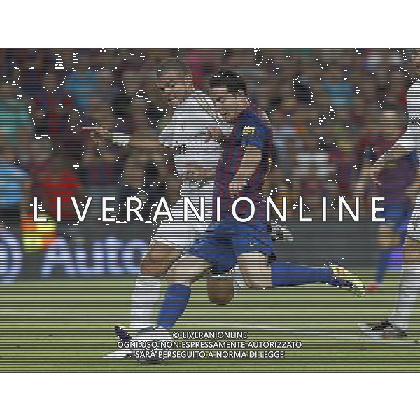 FC Barcelona\'s Leo Messi (r) and Real Madrid\'s Pepe during Spanish Supercup 2nd match.August 17,2011. Photo: Acero / Alter / ALFAQUI Photo: Acero / Alter / ALFAQUI